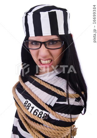 Prisoner in striped uniform on white Prisoner in striped uniform on white 16699384