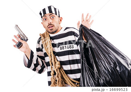 Convict criminal in striped uniform Convict criminal in striped uniform 16699523