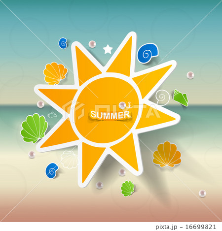 summer, beach background with stickers summer set sun 16699821