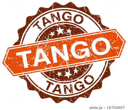 tango orange round grunge stamp on white 16700607