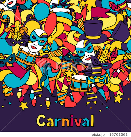 Carnival show seamless pattern with doodle icons and objects 16701061