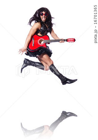 Man in woman clothing with guitar Man in woman clothing with guitar 16701365