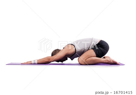 Man doing exercises on white Man doing exercises on white 16701415