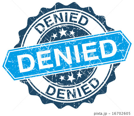 denied blue round grunge stamp on white 16702605