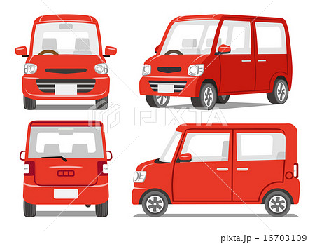 自動車セット 赤のイラスト素材