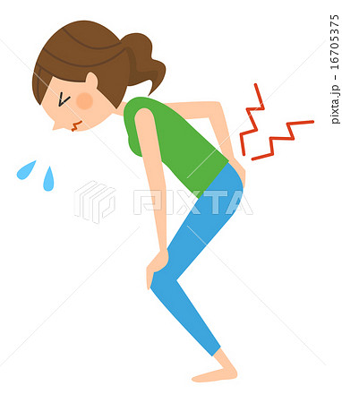 腰痛に悩む女性のイラスト素材 腰痛に悩む女性のイラスト素材