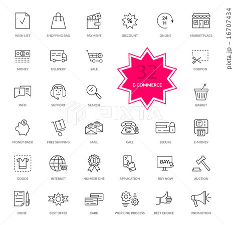 Set of E-commerce Thin, lines icons 16707434
