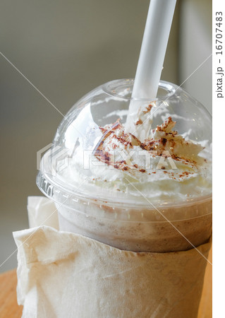 Ice chocolate frappe and whipped cream in the cup Ice chocolate frappe and whipped cream in the cup 16707483