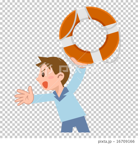 浮き輪で救助する男性 16709166