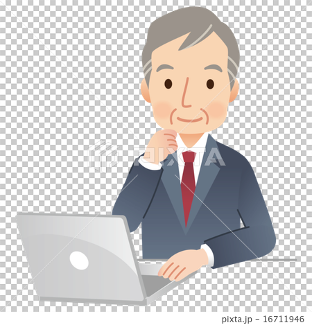 Businessman senior male personal computer operation Businessman senior male personal computer operation 16711946