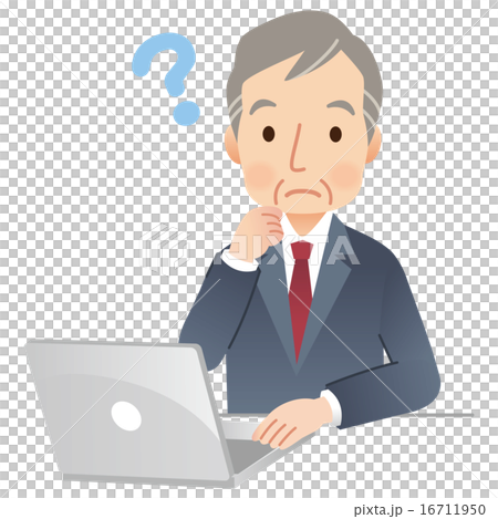 Businessman Senior Male PC Operation Question - Stock Illustration ...