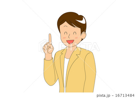 ショート　ポイント　黄色_笑顔目_口開く 16713484