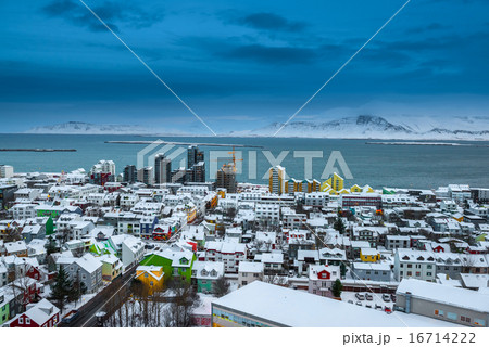 Beautiful Reykjavik city skyline in Iceland 16714222