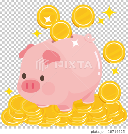 Pigs on the top of the coins Piggy bank 16714625