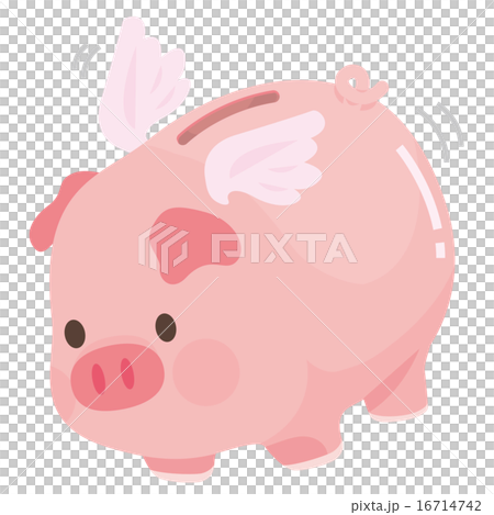 羽の生えたぶたさん貯金箱 16714742