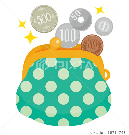 円硬貨が入るお財布,緑系水玉のがま口 16714743