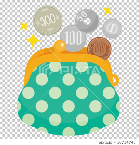 円硬貨が入るお財布,緑系水玉のがま口 16714743