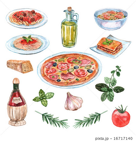 Italian Food Watercolor Setのイラスト素材 16717140 Pixta