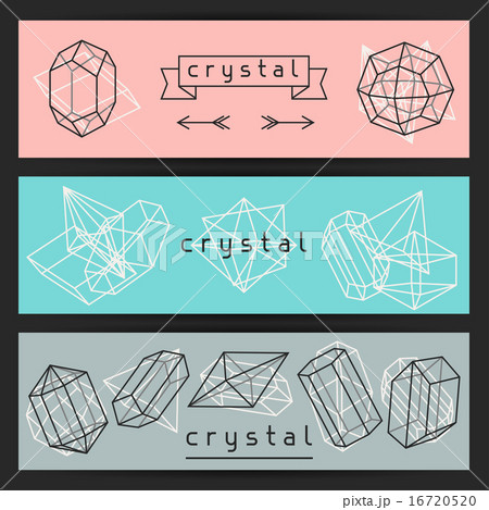 Abstract banners with geometric crystals and minerals 16720520