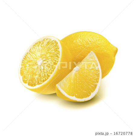 Whole, half quarter piece lemon isolated on white 16720778