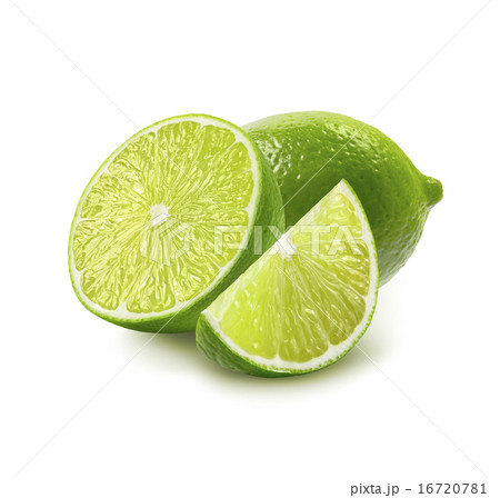 Whole, half quarter piece lime isolated on white 16720781