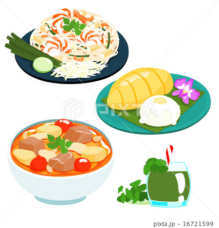 popular Thai sweet mango sticky rice set vector popular Thai sweet mango sticky rice set vector 16721599
