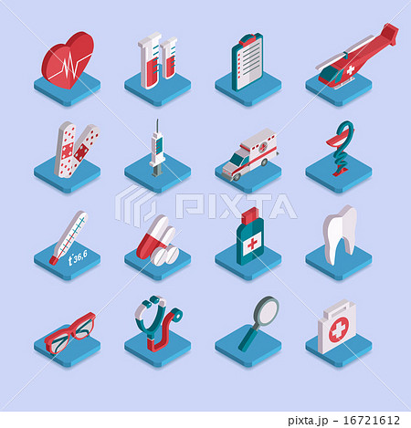 Set of flat isometric 3d medical healthcare icons. 16721612