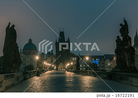 Charles Bridge in Prague, Czech Republic, at night lighting Charles Bridge in Prague, Czech Republic, at night lighting 16722191