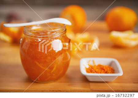 Closeup on jar with orange jam 16732297