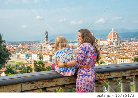 Mother and baby girl against panoramic view of florence, italy. Mother and baby girl against panoramic view of florence, italy. 16735172