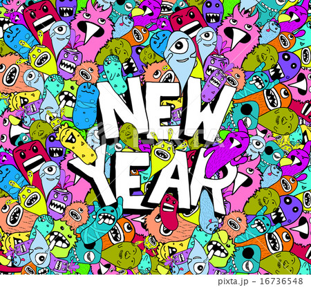 new year doodle hipster colorful background 16736548