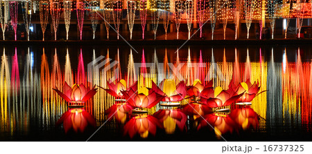 Wesak lanterns on bare lake at Colombo, Sri Lanka Wesak lanterns on bare lake at Colombo, Sri Lanka 16737325