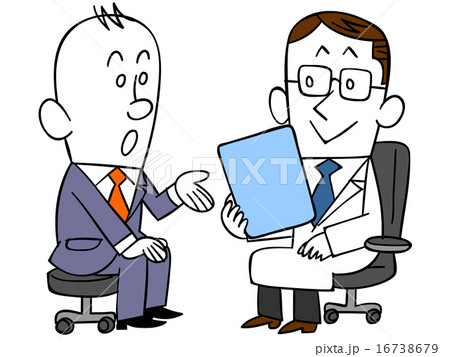 医者に質問する会社員の男性 医者に質問する会社員の男性 16738679