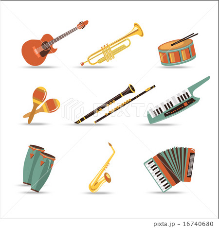 Set of music instruments. Flat style design.  16740680