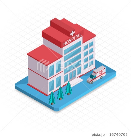 Hospital building. Isometric 3d pixel design icon.  16740705