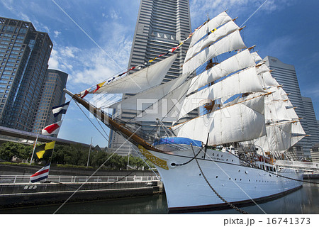 帆船日本丸の総帆展帆・満船飾 16741373