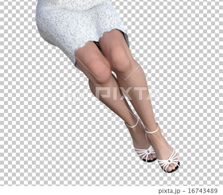 Beautiful legs of a sitting woman perming Real 3DCG illustration material 16743489