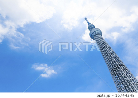 スカイツリー　東京スカイツリー　空　青空　コピースペース　観光地　日本一　日本　白い雲　観光　 16744248