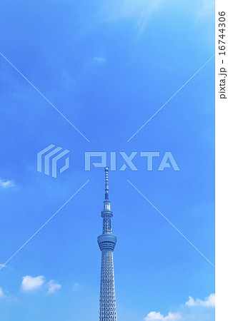 スカイツリー　東京スカイツリー　空　青空　コピースペース　観光地　日本一　日本　白い雲　観光　 16744306