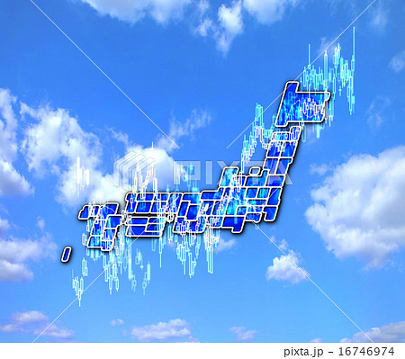 日本列島と日経平均チャートのイメージ 日本列島と日経平均チャートのイメージ 16746974