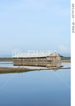 Salt farm with blue sky in the eastern of Thailand 16747180