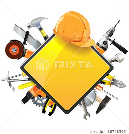 Vector Construction Sign with Tools 16748546