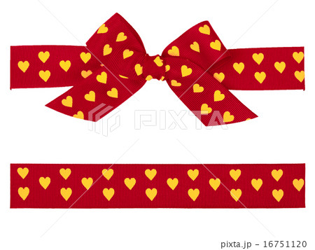 red bow with yellow hearts and ribbon 16751120