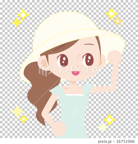 大きな日よけ帽子を被った女性　避暑地 16752066