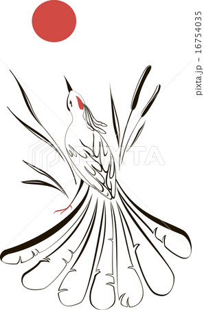 Turtledove looking at the moon in the reeds. EPS10 vector illustration 16754035