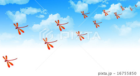 空 赤とんぼ 背景のイラスト素材