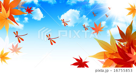 もみじ 赤とんぼ 背景 のイラスト素材