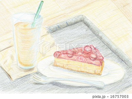 ケーキと飲み物のイラスト素材 16757003 Pixta