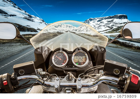 Biker First-person view, mountain pass in Norway 16759809