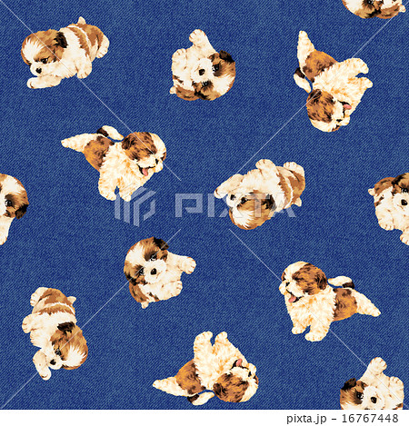 シーズー犬の総柄のイラスト素材